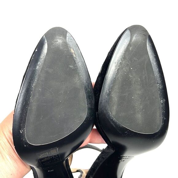 Roberto Festa Milano Black Velvet Floral Embroidered Pumps Ankle Strap IT 38 US8 - Picture 10 of 16